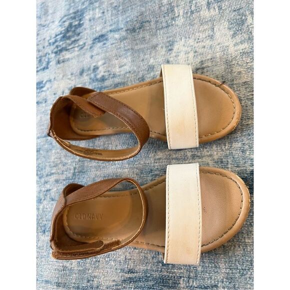 Old Navy Tan White Ankle Strap Sandals Toddler 10 - Picture 6 of 9